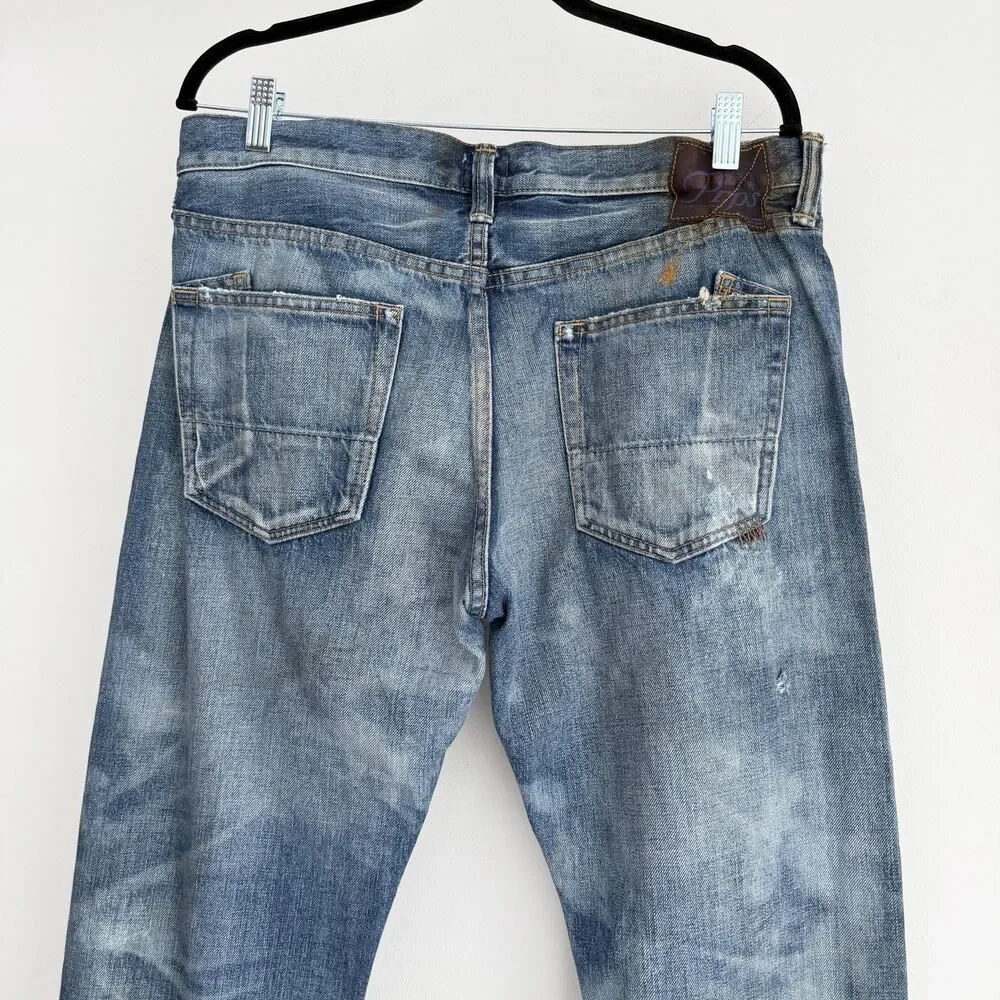 PRPS Jeans Mens 33x35 Distressed Barracuda Fade Whisker Button Fly Made In Japan